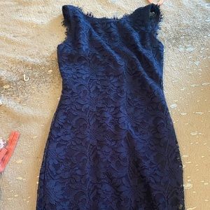 A blue lace dress